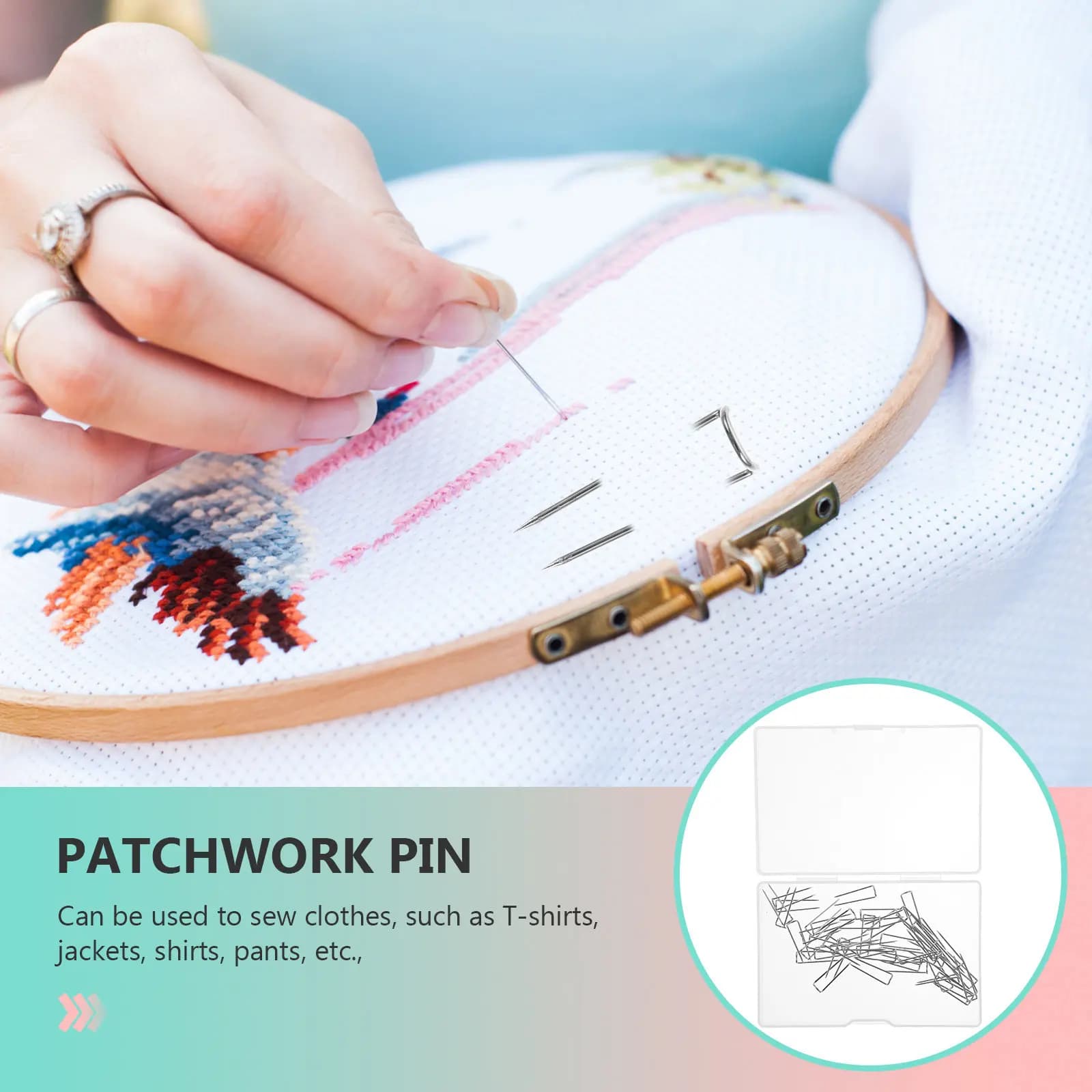 50 Pezzi Spilli a U per Posizionamento Tessuti, Aghi per Patchwork, Spilli Durevoli per Quilting, Accessori per Cucito Domestico