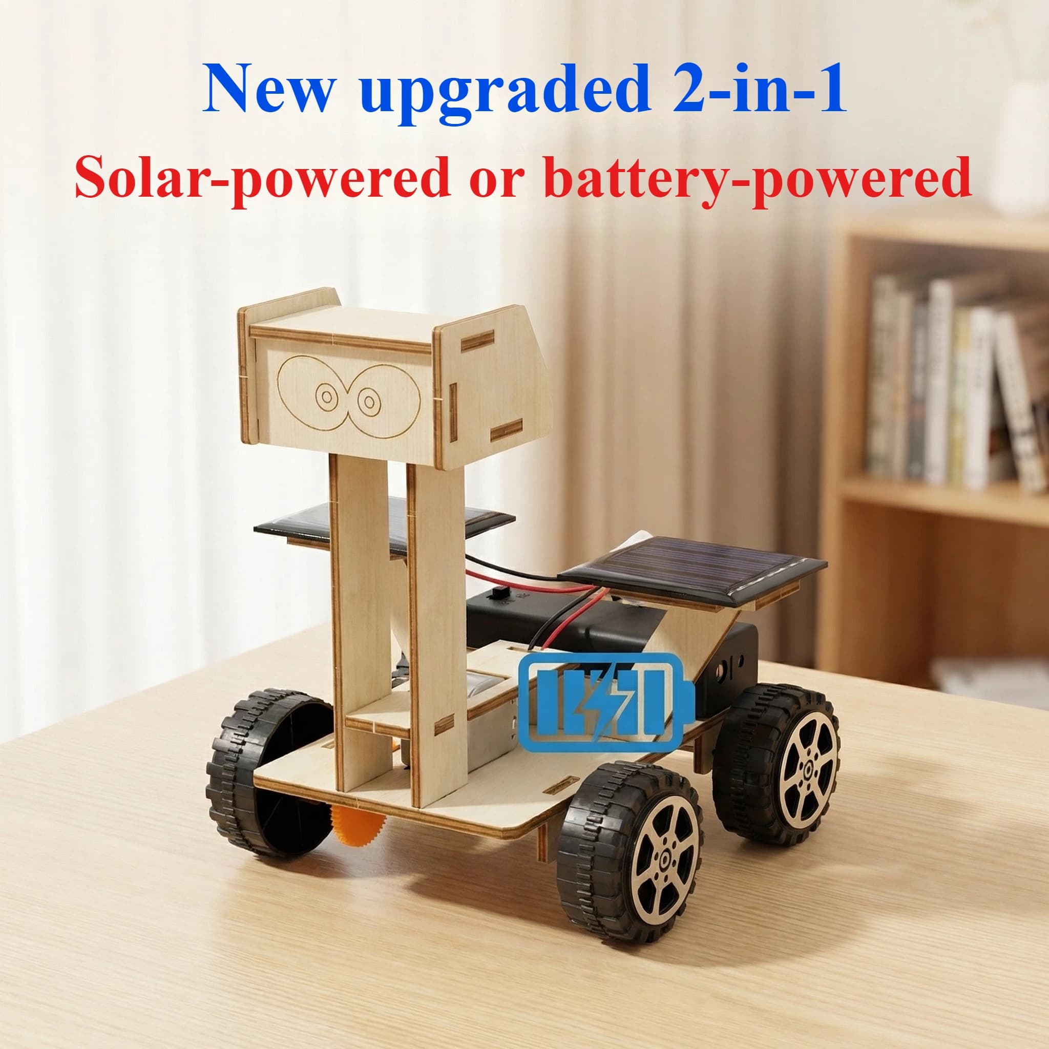 Veicolo solare 2 in 1 per l'esplorazione lunare, modello fai-da-te per bambini, puzzle 3D in legno, giocattoli scientifici ed educativi
