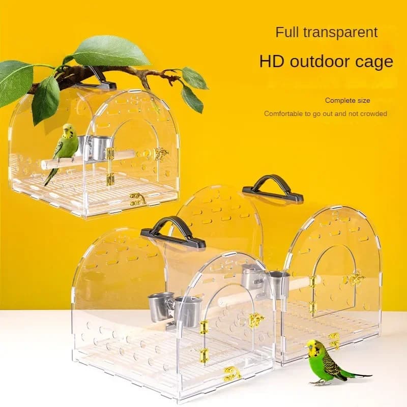 Gabbia per pappagalli trasparente Trasportino per uccelli portatile per pelle di tigre Xuan Feng Soluzione da viaggio leggera per animali domestici con vista in acrilico sicura