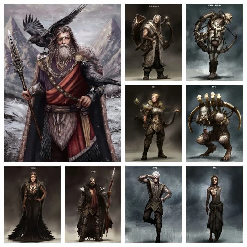 Metologia norrena Dehi e Dea Odin Freya Pittura diamante Arte Civilizzazione antica Vichinghi Mosaico Punto croce Decorazioni per la casa