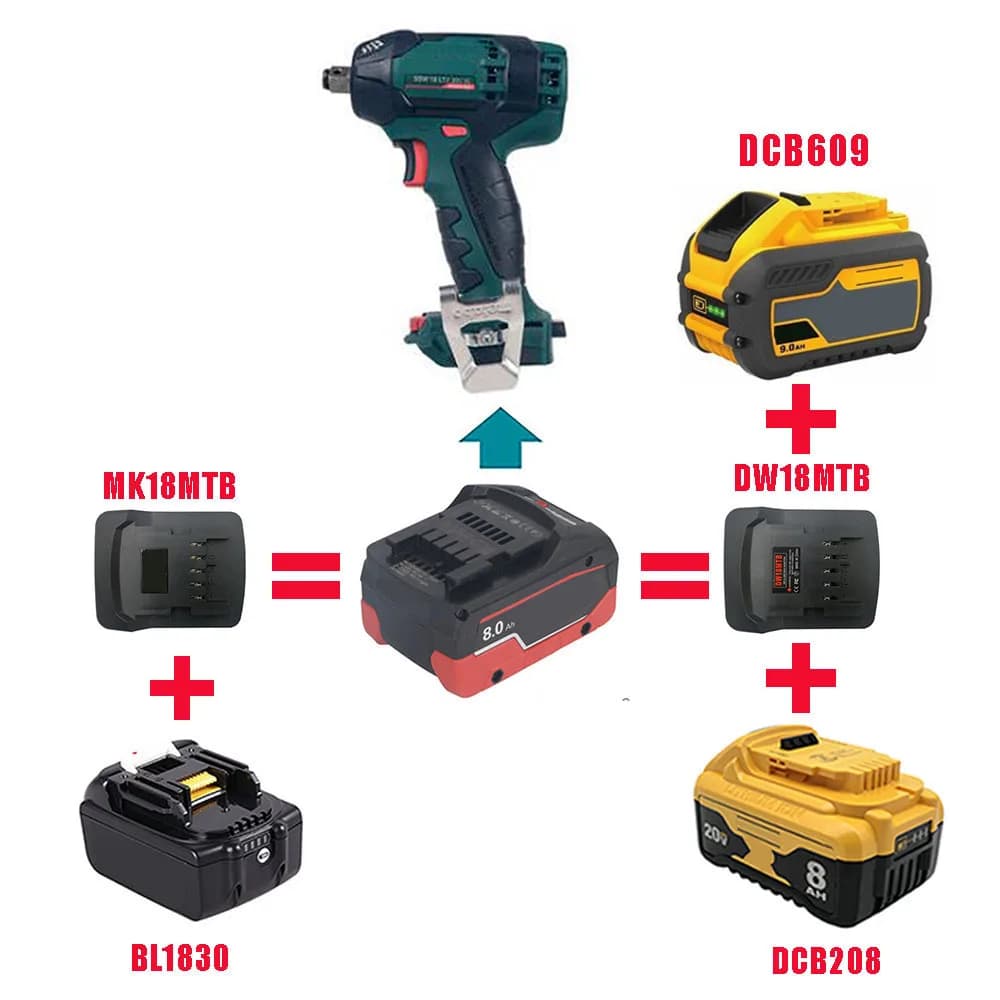 MK18MTB DW18MTB Adapter Converter use for Makita BL1830 for DeWalt DCB200 18V 20V Li-ion Battery on for Metabo 18V Lithium Tool