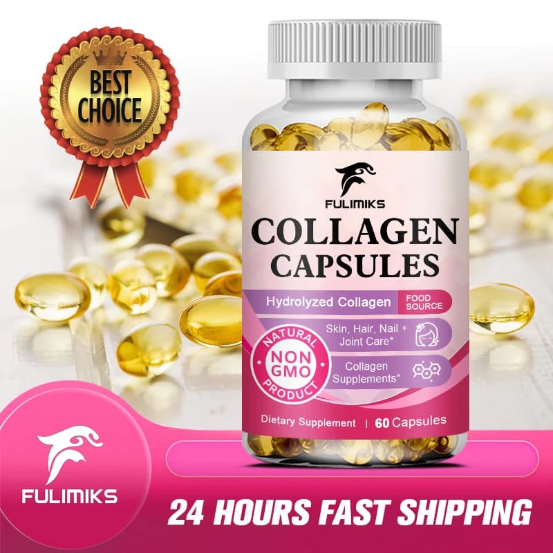 Premium Collagen Supplement, Glutation, Vitamin C, B6, B3, for Skin Health, Hair, Nails and Articulations, Immunitarian Support, Energy Increase