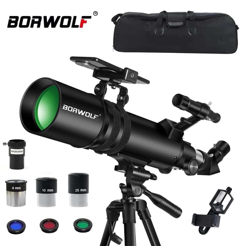 BORWOLF 90600 Telescopio astronomico, alta potenza grande apertura 90 mm HD professionale per osservazione dello spazio profondo Visualizzazione delle stelle,
