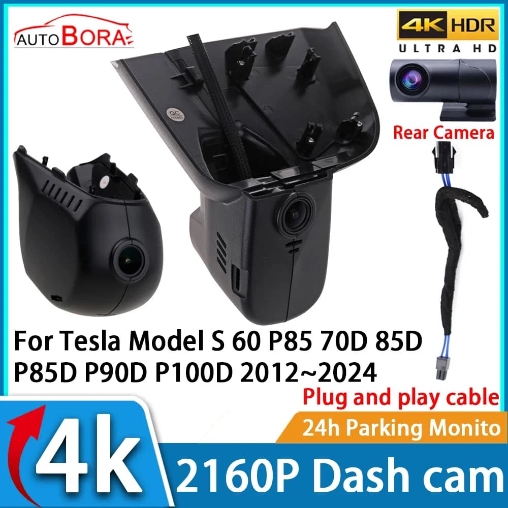 ZhuCamX Videoregistratore per auto Visione notturna UHD 4K 2160P DVR Dash Cam per Tesla Model S 60 P85 70D 85D P85D P90D P100D 2012 ~ 2024