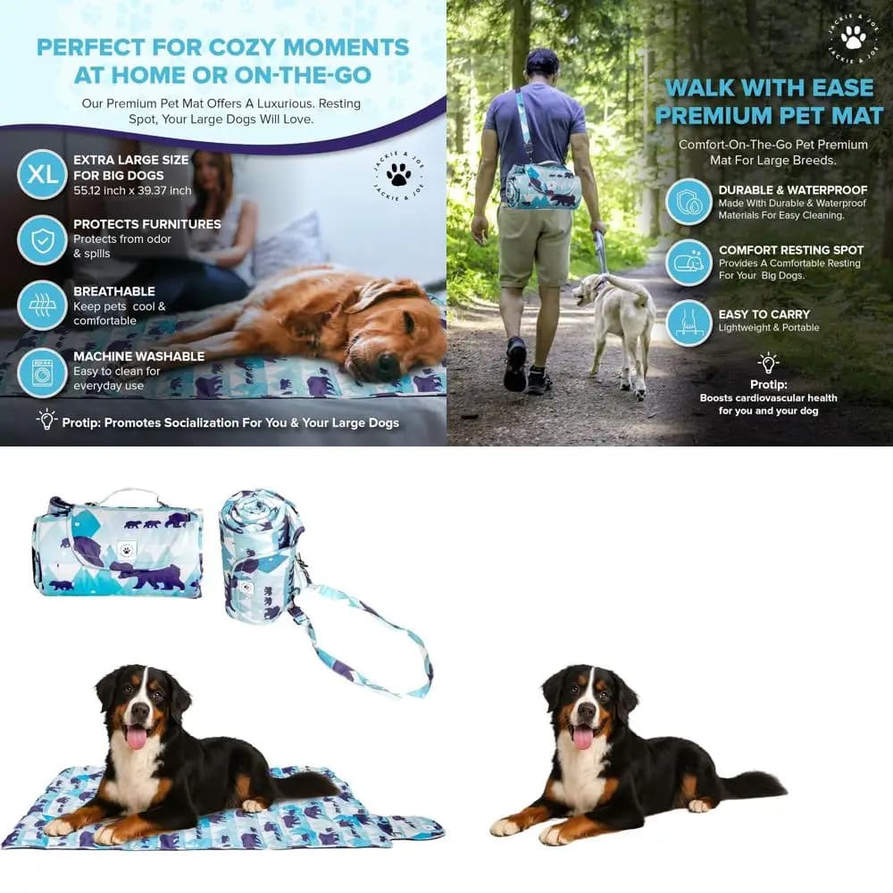 Letto per cani XL 55x39 - Portatile, leggero, arrotolabile, lavabile, impermeabile, antiscivolo per cani extra large.