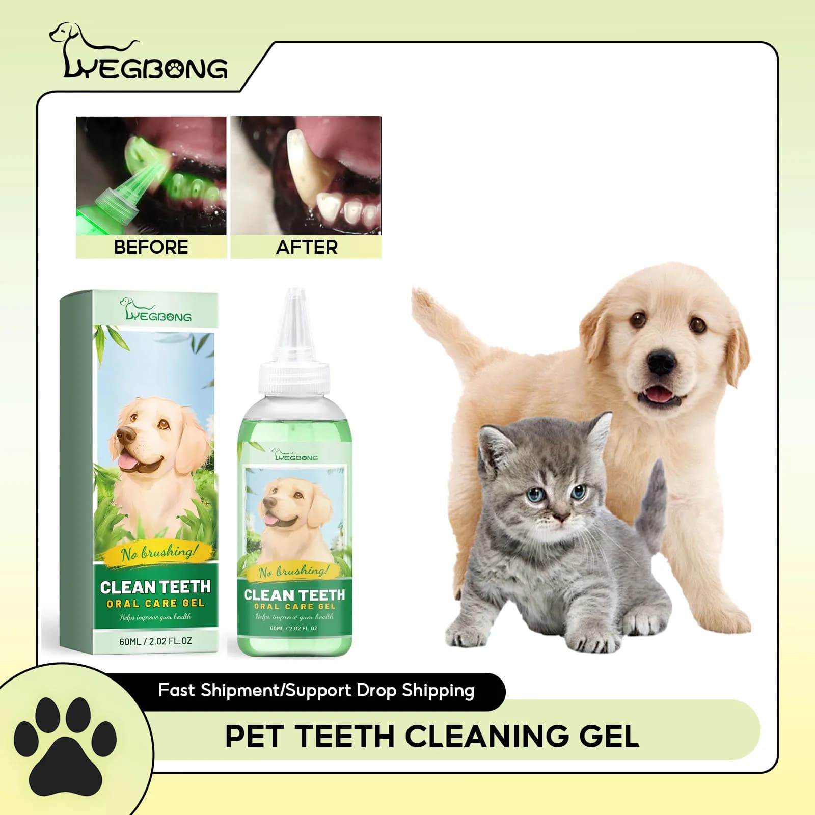 Deodorant Pet Teeth Cleaning Gel for Alitosis Dog Prevent Calculation Cat Remove Deodorant Tooth Whitening Pet Gel for Oral Repair