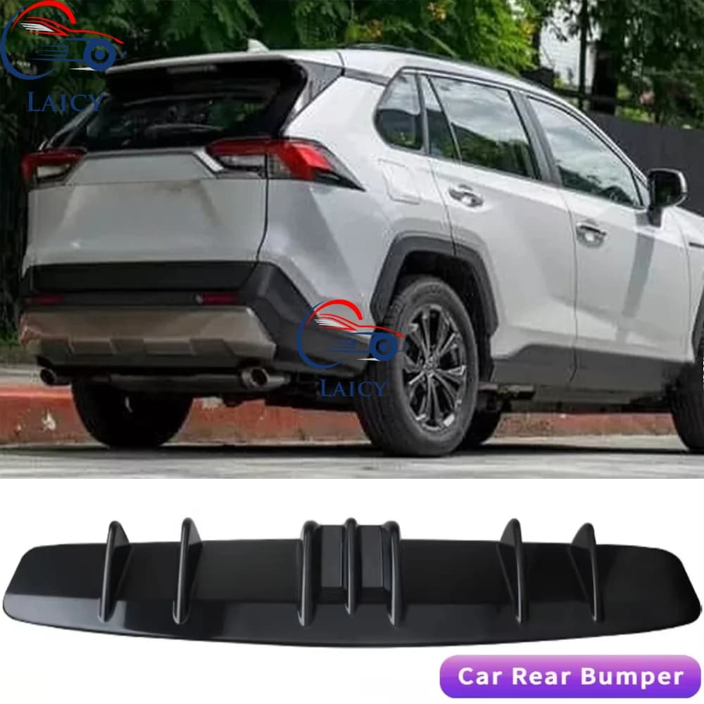 LAICY 7 pinne Per T0yota RAV4 Auto Diffusore Posteriore Pinna Paraurti Labbro Splitter Spoiler Telaio Deflettore Labbro Kit Nero Carbonio