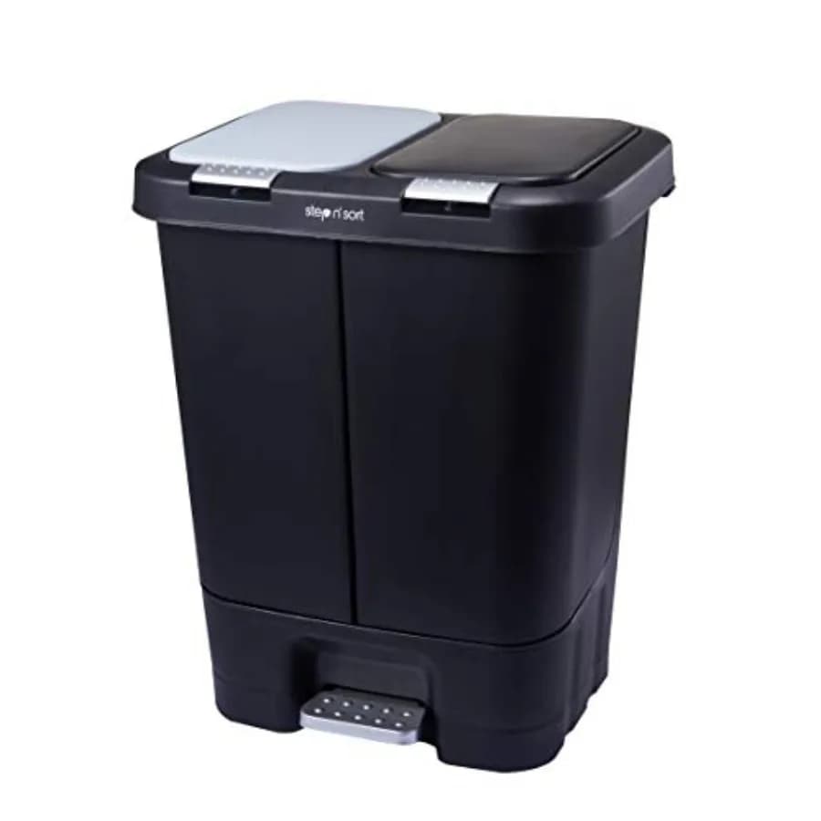2 x Bidoni Doppi per Rifiuti e Riciclaggio da 5,5 Galloni con Coperchio a Chiusura Lenta 40 L SNS402-B