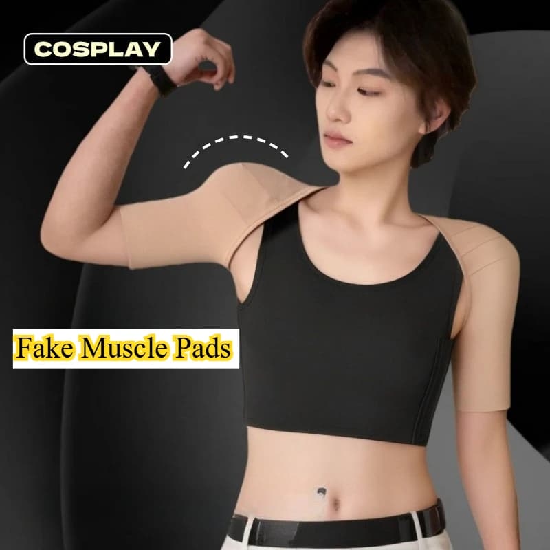 Body Unisex per Cosplay con Muscoli Finti, Imbottiture in Spugna per Spalle e Petto, Supporto per Schiena, Top Senza Maniche Modellante
