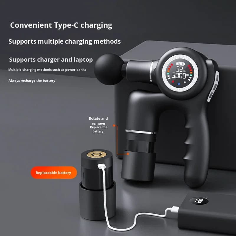 Muscular Massage Portable for Sport and Travel, Massage Gun Background Fabrics with Heater Function