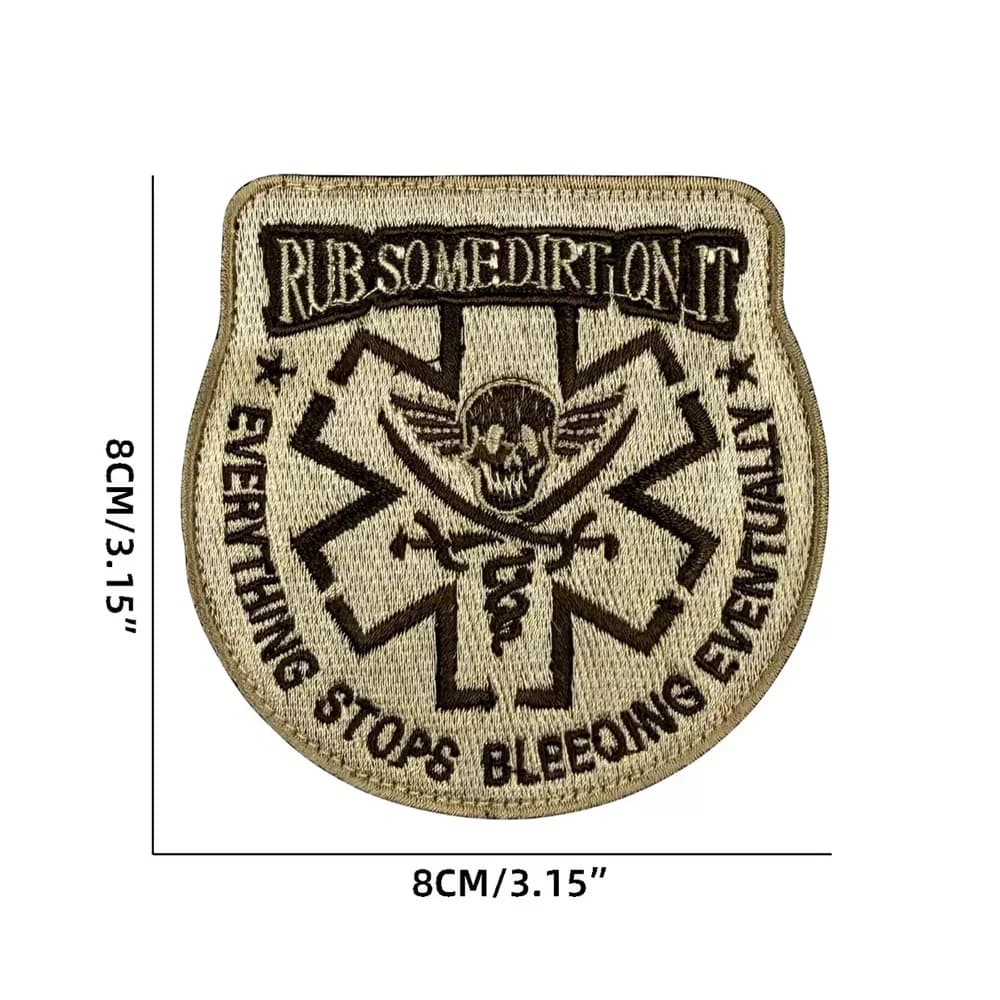 Patch Ricamato Teschio Medico con Stella, Distintivo con Chiusura a Strappo per Kit di Pronto Soccorso da Esterno