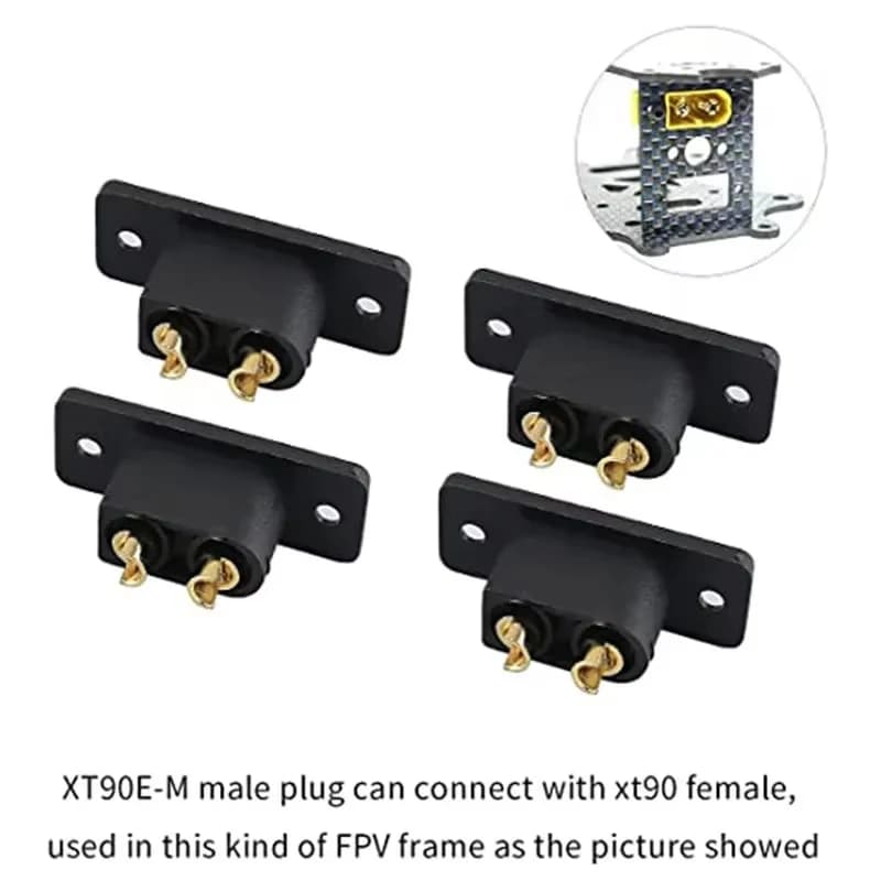 5 Pezzi Connettore Maschio Amass XT90E-M Nero Placcato Oro per Batteria, Componenti Fai-da-te per Accessori Droni da Corsa RC