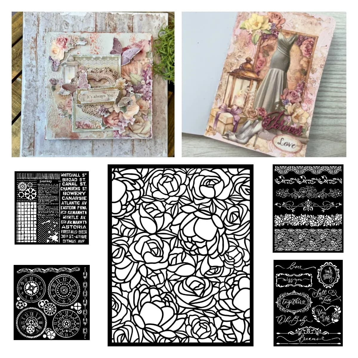 Forever Rose Pattern Gears Stencil New Arrival Holiday Decoration Layering Chart Scrapbooking Embossing Die DIY Paper Card Album