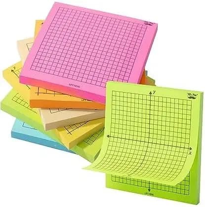 Graph Sticky Notes 3x3 Inch, 6 Pads 300 Sheets, Grid Sticky Note Pads for Math Study Journals and Planners