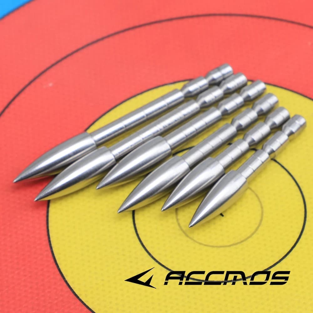 12pc Tiro con l'arco ID 4.2mm 80/100/120/150/170/200gn Punta di freccia Bersaglio Punta di freccia Punta di proiettile in acciaio inossidabile
