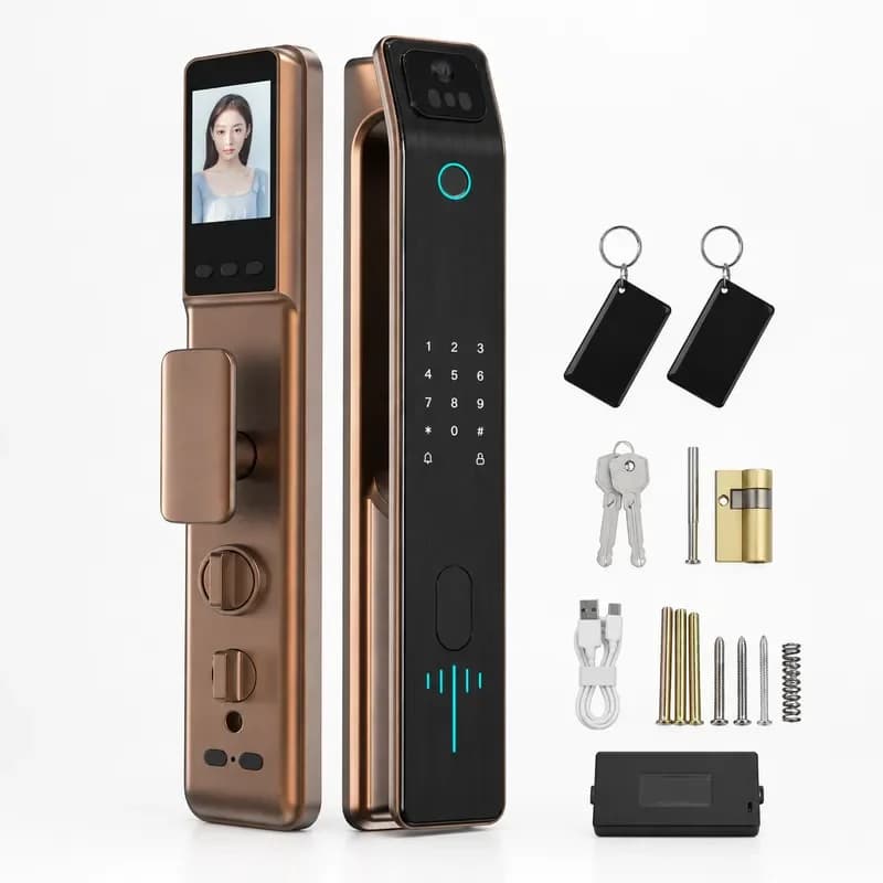 Smart Door Lock with Facial Recognition Fingerprint Password APP Control Unlocking High End Home Entry Villa Door Lock