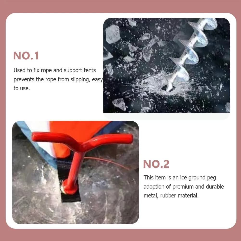2Pcs Ice Fishing Tent Stake Metal Spiral Drill Stakes for Camping Hiking Fishing Outdoor Use Portable Tent Peg,nail for Camping