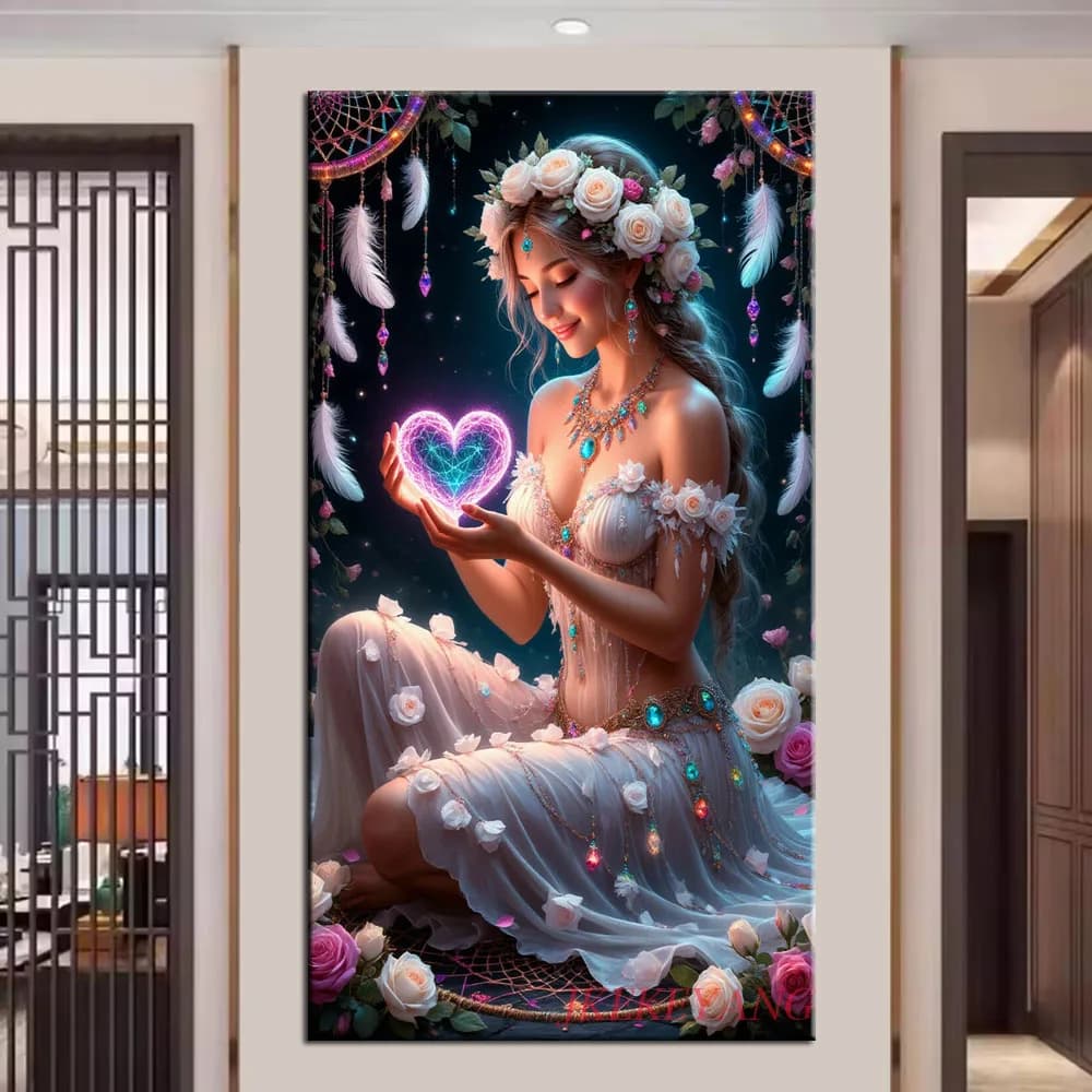 DIY Diamond Painting Beautiful Girl and Dream Catcher Picture Cross Stitch Full Drills Diamond Mosaic New Collection Home Decor