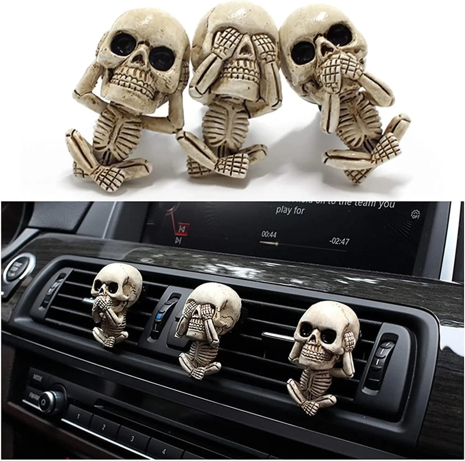 Set di 3 Deodoranti per Auto a Forma di Teschio, Clip per Bocchette di Ventilazione, Accessori Interni Goth per Camion, per Uomini, Donne e Adolescenti