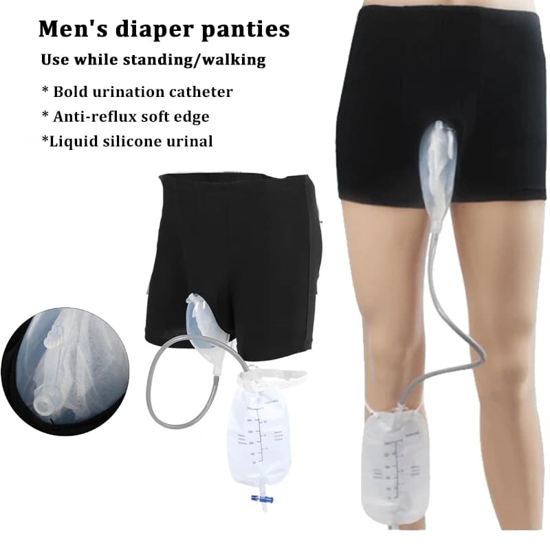 Imbuto in silicone Catetere per urina Mutande per incontinenza Lavabile riutilizzabile Borsa urinaria per gambe a prova di perdite Supporto per uso a piedi