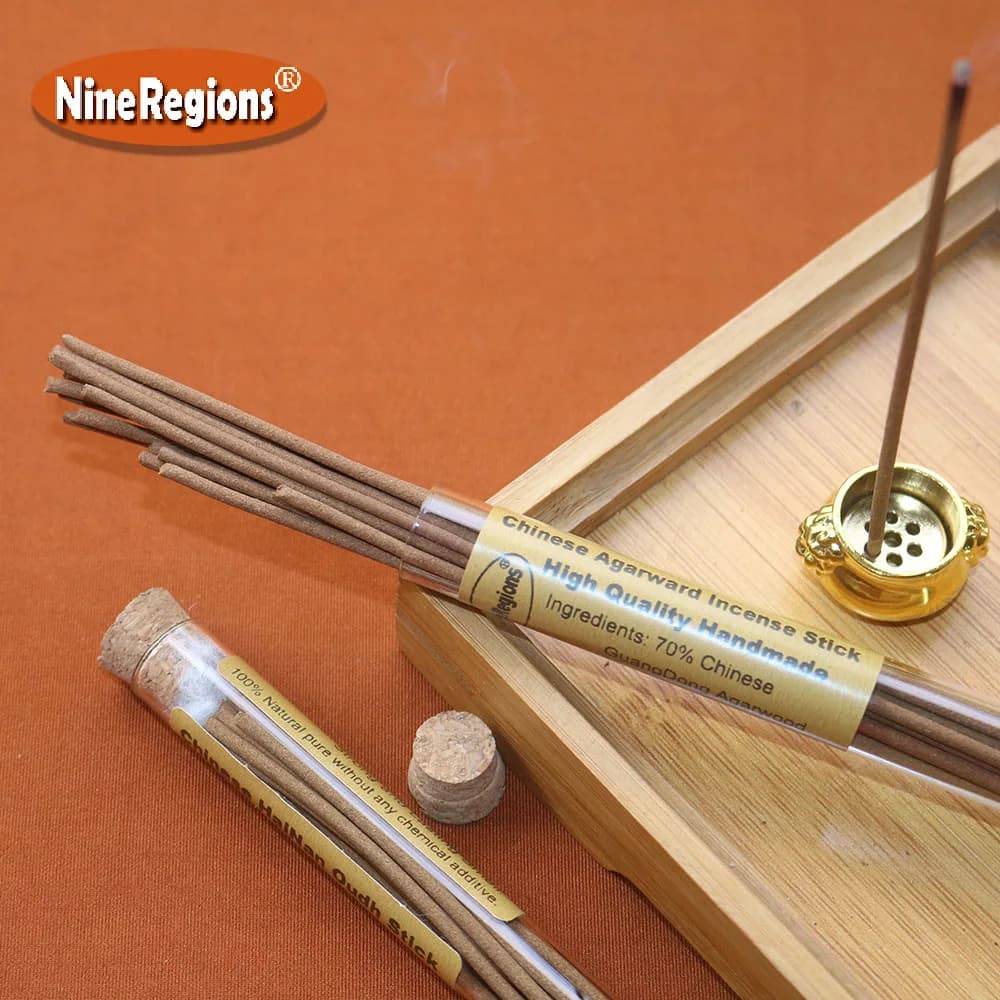 Bastoncini d'Incenso Artigianali Eco-Friendly 10g, Legno di Agar di Hong Kong e Oud di Guangdong Cina, 100% Naturale, Scorte Limitate per Meditazione