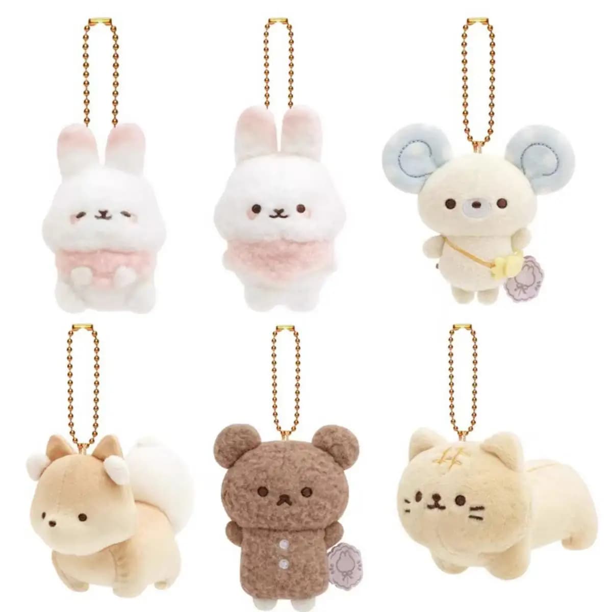 Simpatico animale Rilakkuma peluche portachiavi cotone coniglio mouse ciondolo borsa Kawaii volpe gatto morbido peluche accessori per regalo di compleanno