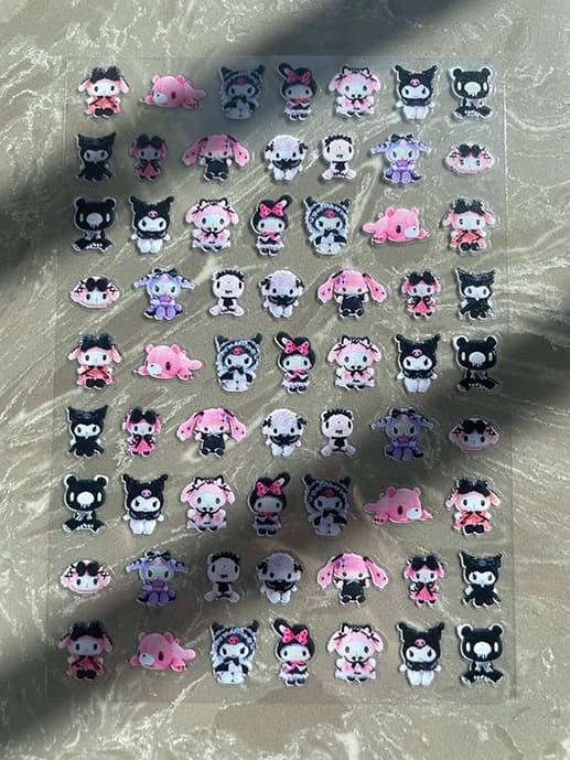 Mini Adesivi PVC Carini Hello Kitty Kuromi Impermeabili per Nail Art, Custodie Telefono Fai da Te, Tazze, Tastiere - Adesivi Kawaii Regali di Compleanno