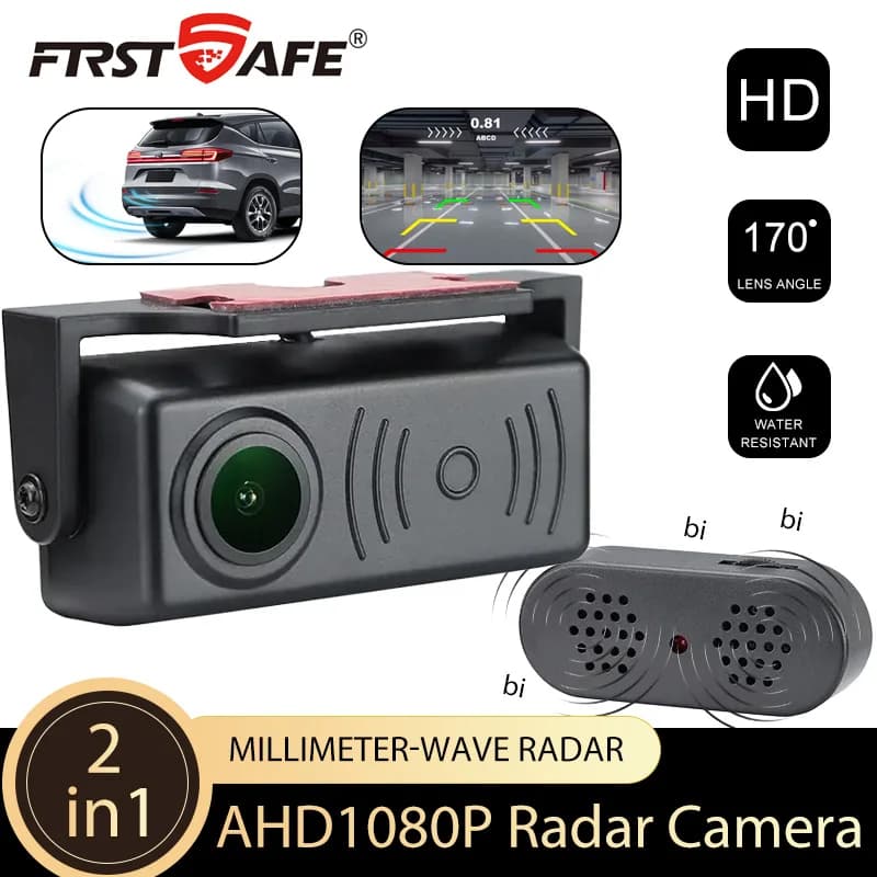 Rilevatore di Punti Ciechi con Radar a Onde Millimetriche, Telecamera Posteriore AHD1080P 170° ° Accessorio di Sicurezza con Allarme di Retromarcia e Sensore di Movimento