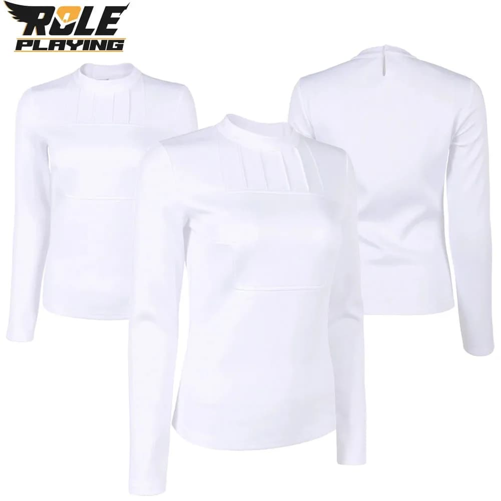 Padme Cosplay Amidala White Shirt Top Costume for Women Female Fantasy Roleplay Clothing Disguise Halloween Carnival Party Suit