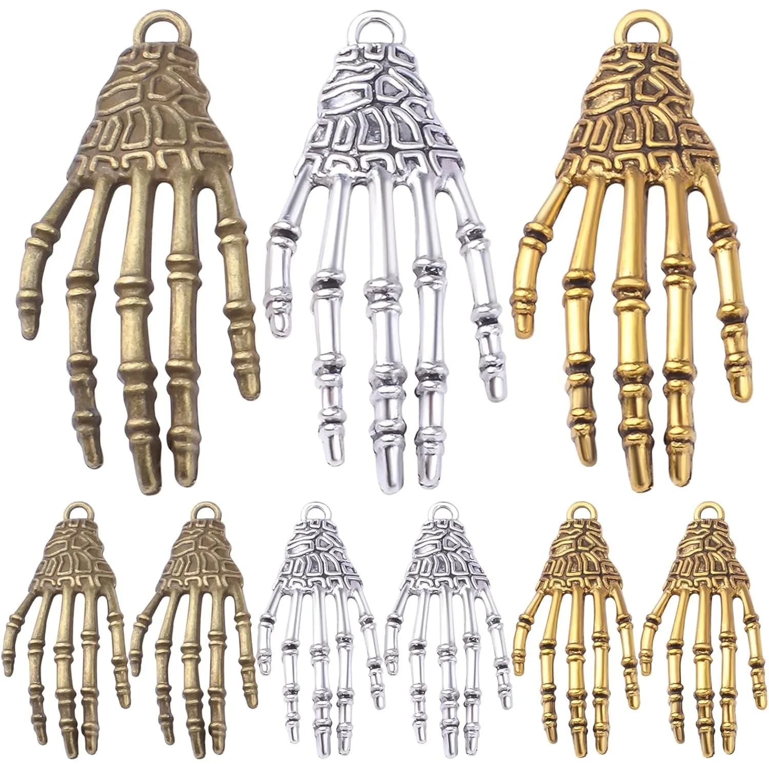 30 pezzi di ciondoli a mano con teschio scheletro pendenti con artiglio a mano punk horror artiglio d'osso accessori fai da te per la creazione di gioielli con bracciale collana