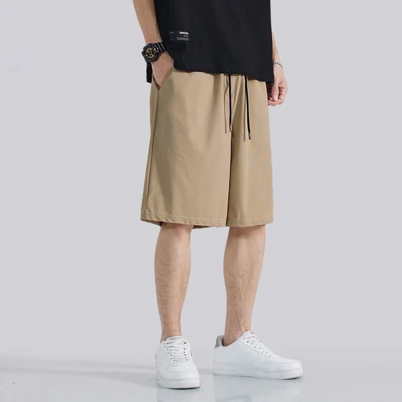 Pantaloncini Estivi Neri Traspiranti e Freschi per Sport e Spiaggia, Abbigliamento Fitness Comodo in Seta Ghiacciata per Uomo