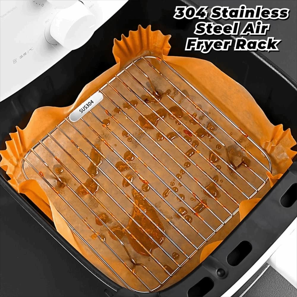 Square Round Grid with Feet, 304 Stainless Steel Grid for Air Fryer, Oven and Kitchen Steamer