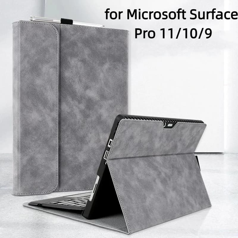 Custodia Protettiva per Microsoft Surface Pro 11/10/9 da 13 Pollici, Cover Sottile in Pelle PU Antiurto con Supporto Intelligente e Funzione Folio