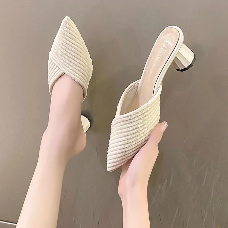 Sandali estivi da donna con punta a punta Sandali con tacco basso Sandali moda casual estivi da donna Antiodore e antiscivolo