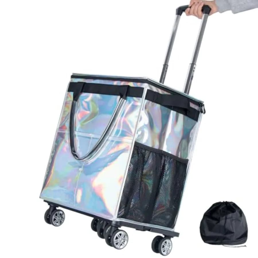 Borse della spesa riutilizzabili con ruote, carrello portatile per la spesa con ruote e borsa con coulisse, trolley 54L