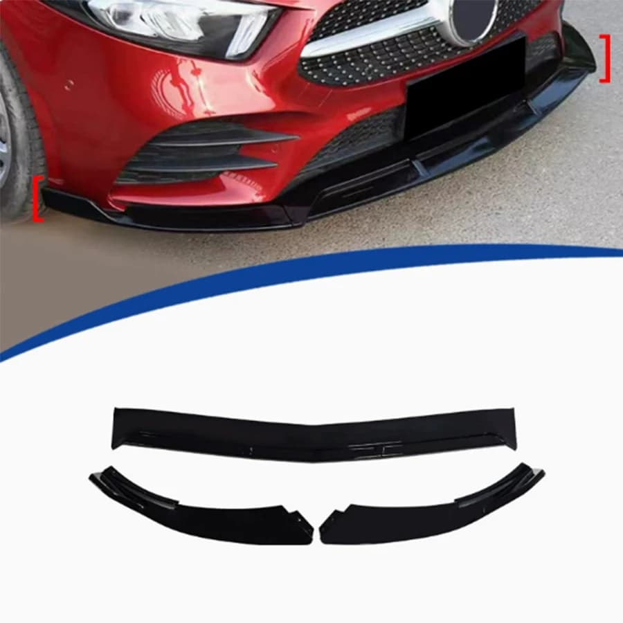 For Mercedes Benz A Class W177 2019-2022 Bright Black Car Front Bumper Lip glossy black Front lip Diffuser Front Chin Spoiler