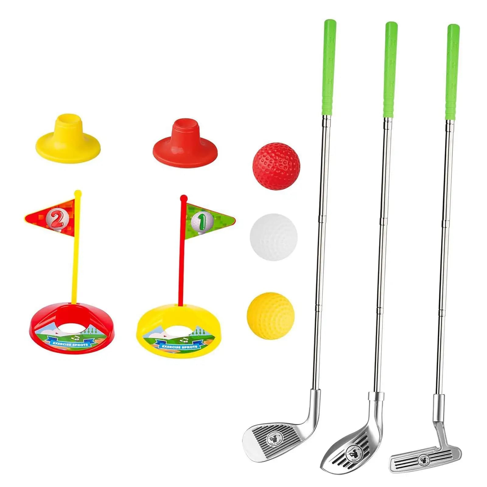Set da Golf Educativo per Bambini, Giocattoli Sportivi per Bambini con Borsa da Trasporto, Tee e Design Retrattile, Gioco da Interno ed Esterno per Giardino, Regalo