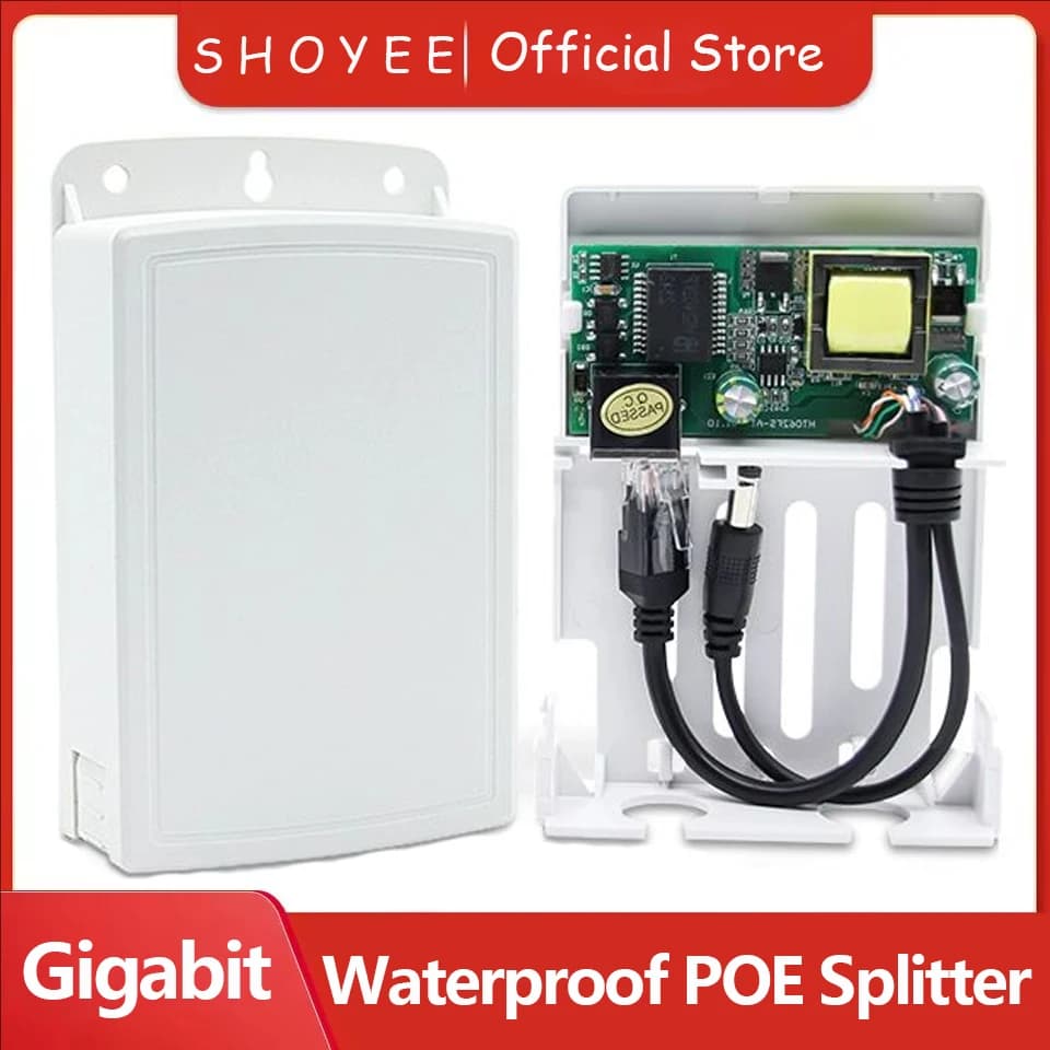 New Waterproof Gigabit POE Splitter IP67 48V to 12V IEEE 802.3af/at Adapter for External IP Camera CCTV Security System