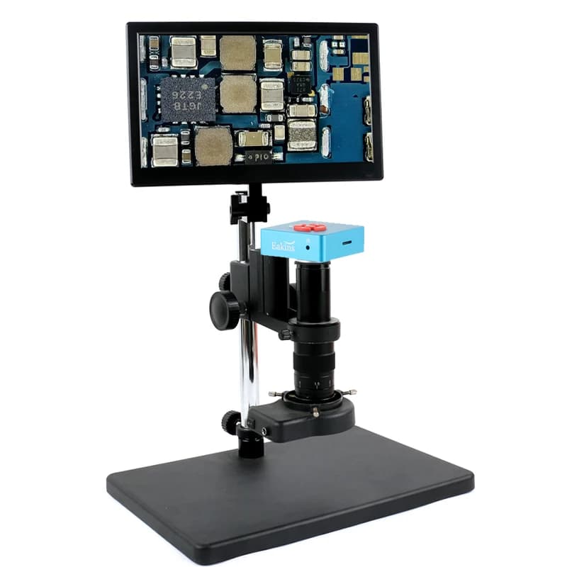 48MP HDMI USB Microscopio industriale Fotocamera PCB Saldatura Videoregistratore 11.6LCD Monitor Hanger Stand Kit per la ricerca elettronica