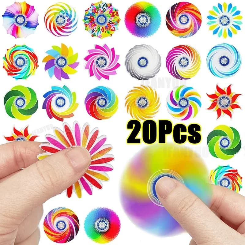 5-20Pcs Mini Ranbow Fidget Spinner Stress Relief Goodie Bag Filler Home Festival Game Birthday Gift Party Favor Classroom Prize