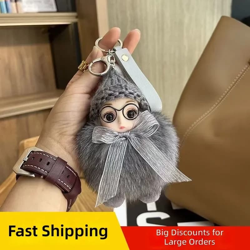 Fox Plush Keychain Cute Sleep Doll Pendant Soft Stuffed Animal Charm for Baby Student School Bag Decoration New Arrival
