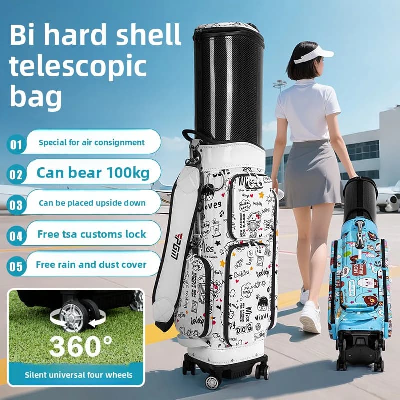 PGM Air Check-in Bag Borsa da golf rigida telescopica da donna con quattro ruote universali QB186