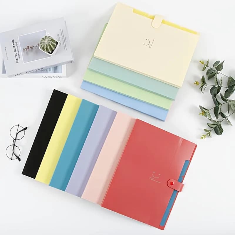 Cartella portadocumenti serie colori Macaron, con 5 tasche, borsa portadocumenti, organizer per documenti, adatta per casa, scuola e ufficio