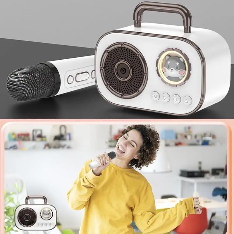 Macchina per karaoke per bambini Mini macchina per karaoke wireless con microfono Batteria a lunga durata Forniture audio ricaricabili con doppio microfono