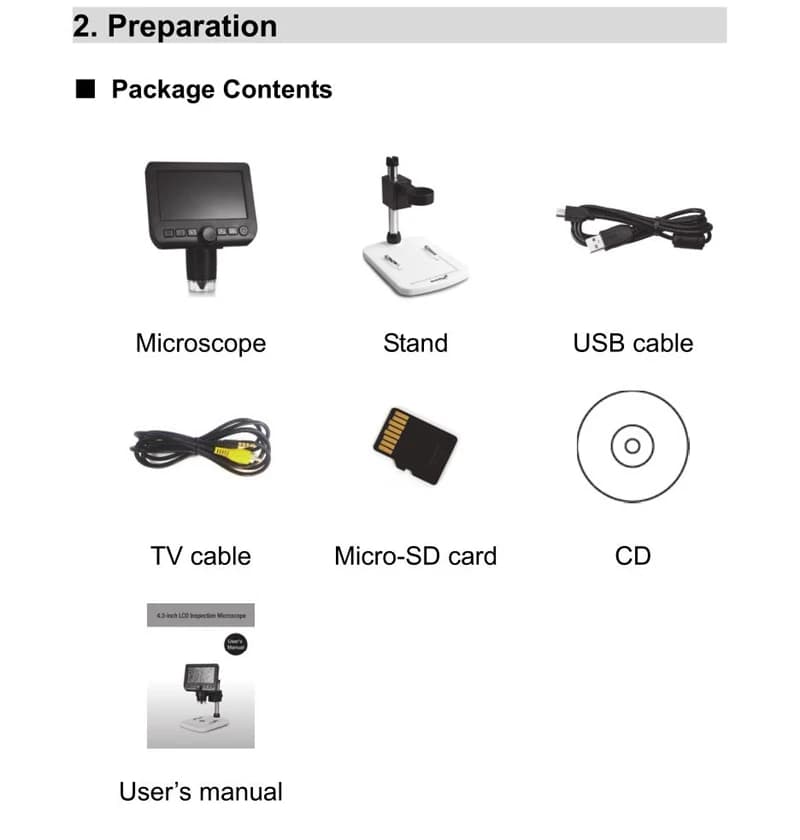 Microscopio Biologico Digitale USB Autonomo da 4,3 Pollici con Schermo LCD per Windows/Mac/TV/Android
