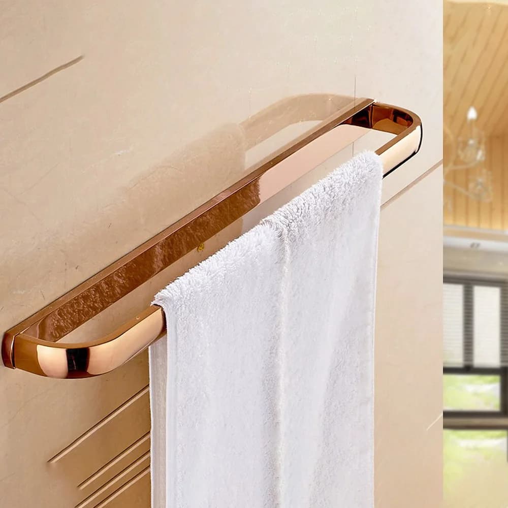 Accessorio per il bagno con portasciugamani singolo portasciugamani singolo in ottone oro rosa lucido di lusso a parete mba867