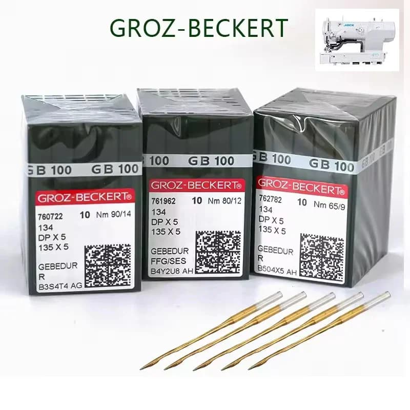 100 PCS Sewing Machine Needles GROZ-BECKERT DPX5 135X5 GEBEDUR Heat Proof Titanium Needle For Buttonhole Bar Tacking Machine