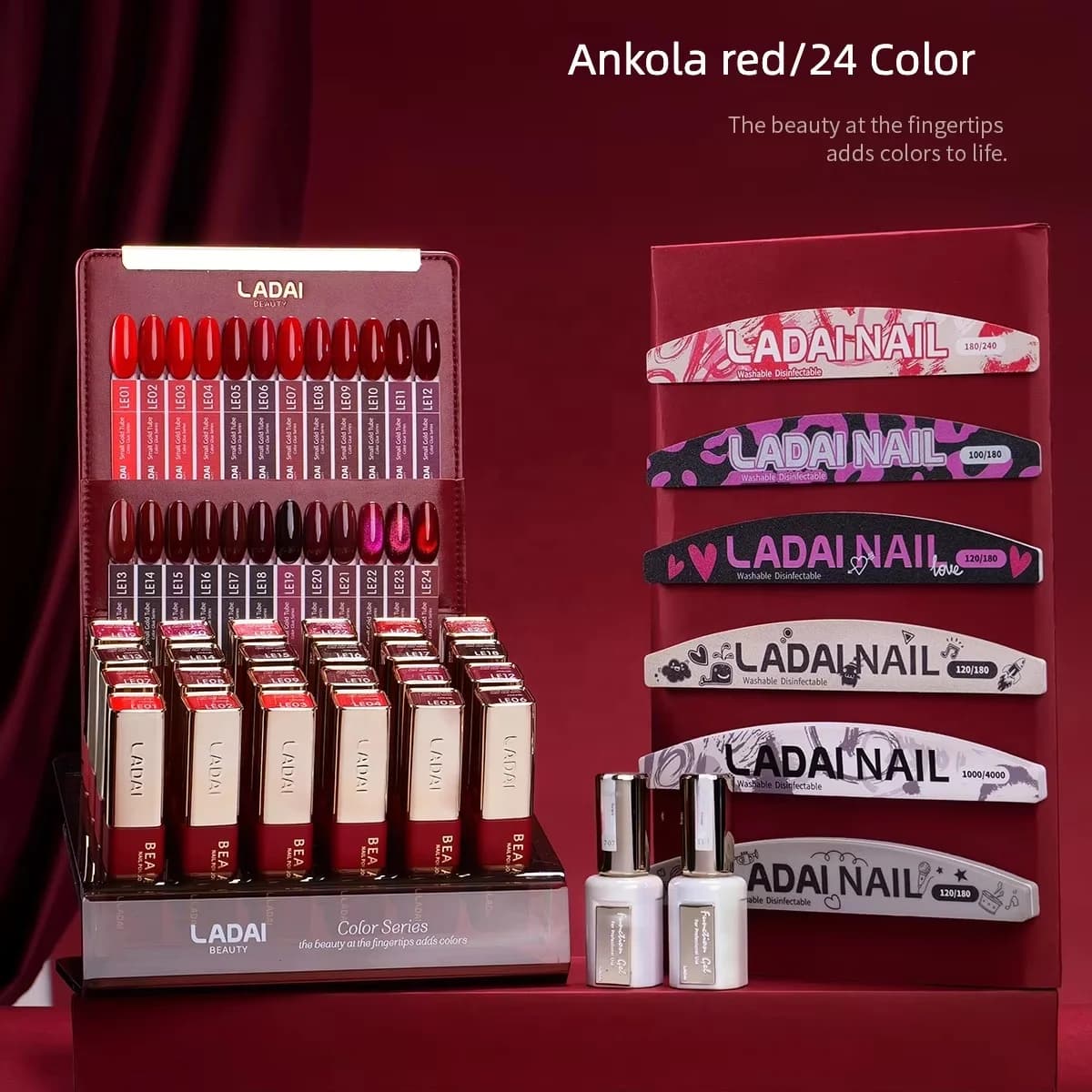 Offerta Speciale OUBOLI Set Professionale di Gel per Unghie Serie Rossa 24 Colori, Gel UV Non Tossico per Salone di Bellezza