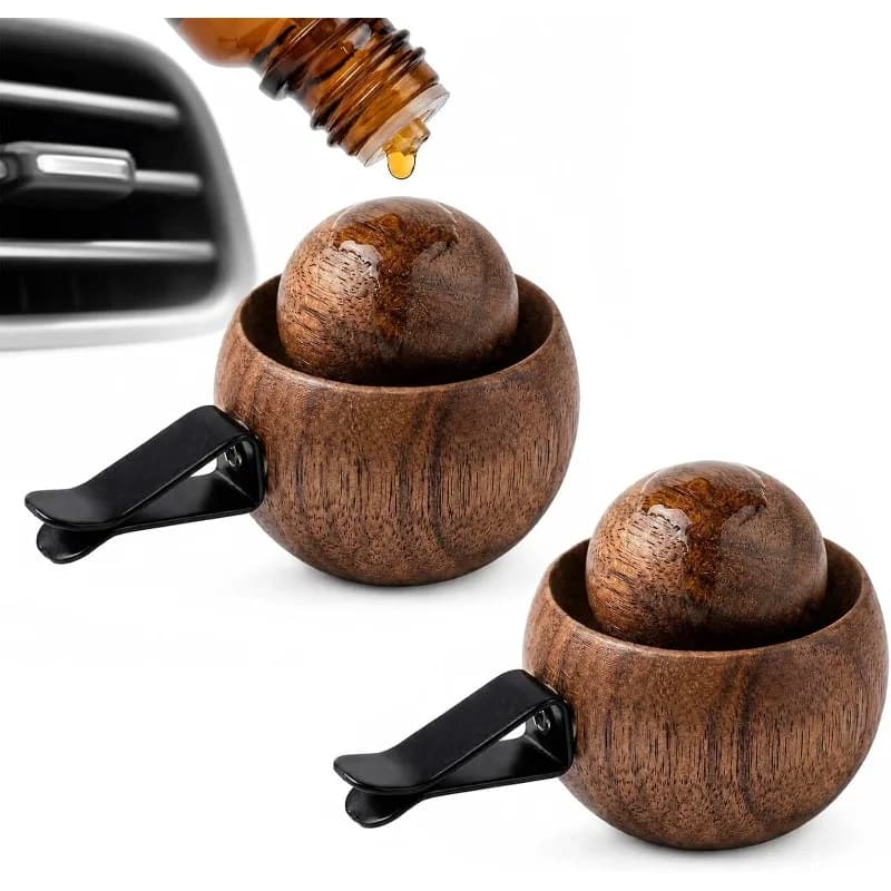 Car Fragrance Natural Fragrance Dispersion Car Air Freshener Wooden Essential Oil Diffusers Spherical Design Decor Diffuser