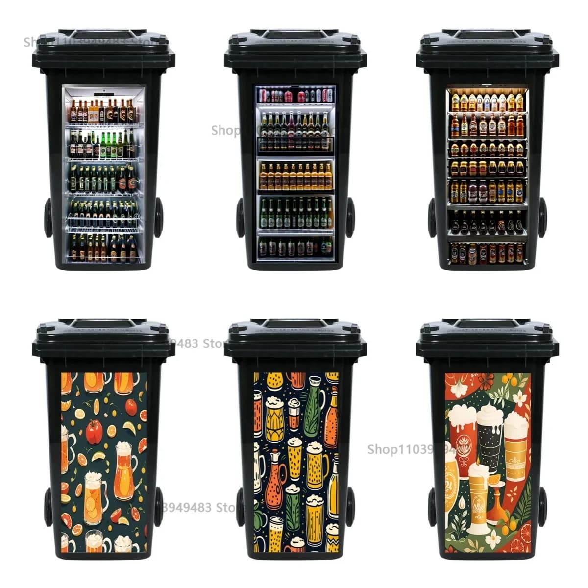 Armadietto della birra Wheelie Bin Adesivi impermeabili autoadesivi per il riciclaggio Eco-friendly Bar Pattumiera Ristrutturazione Decalcomania della copertura murale